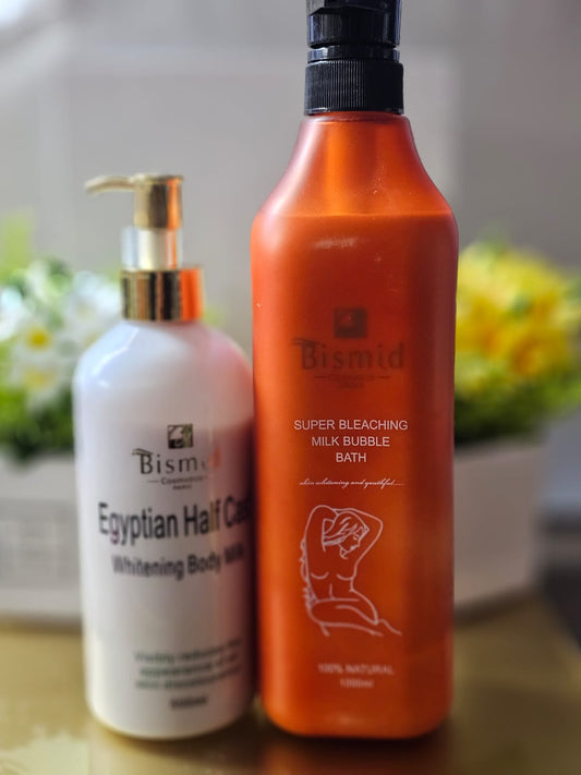 Bismid egyptian halfcast whitening body milk with milk bubble bath