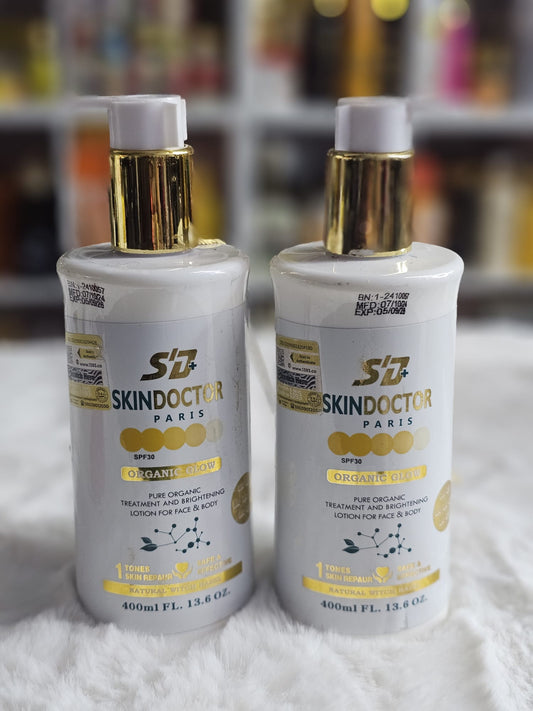 Skin doctor paris organic glow face & body lotion 400ml x2