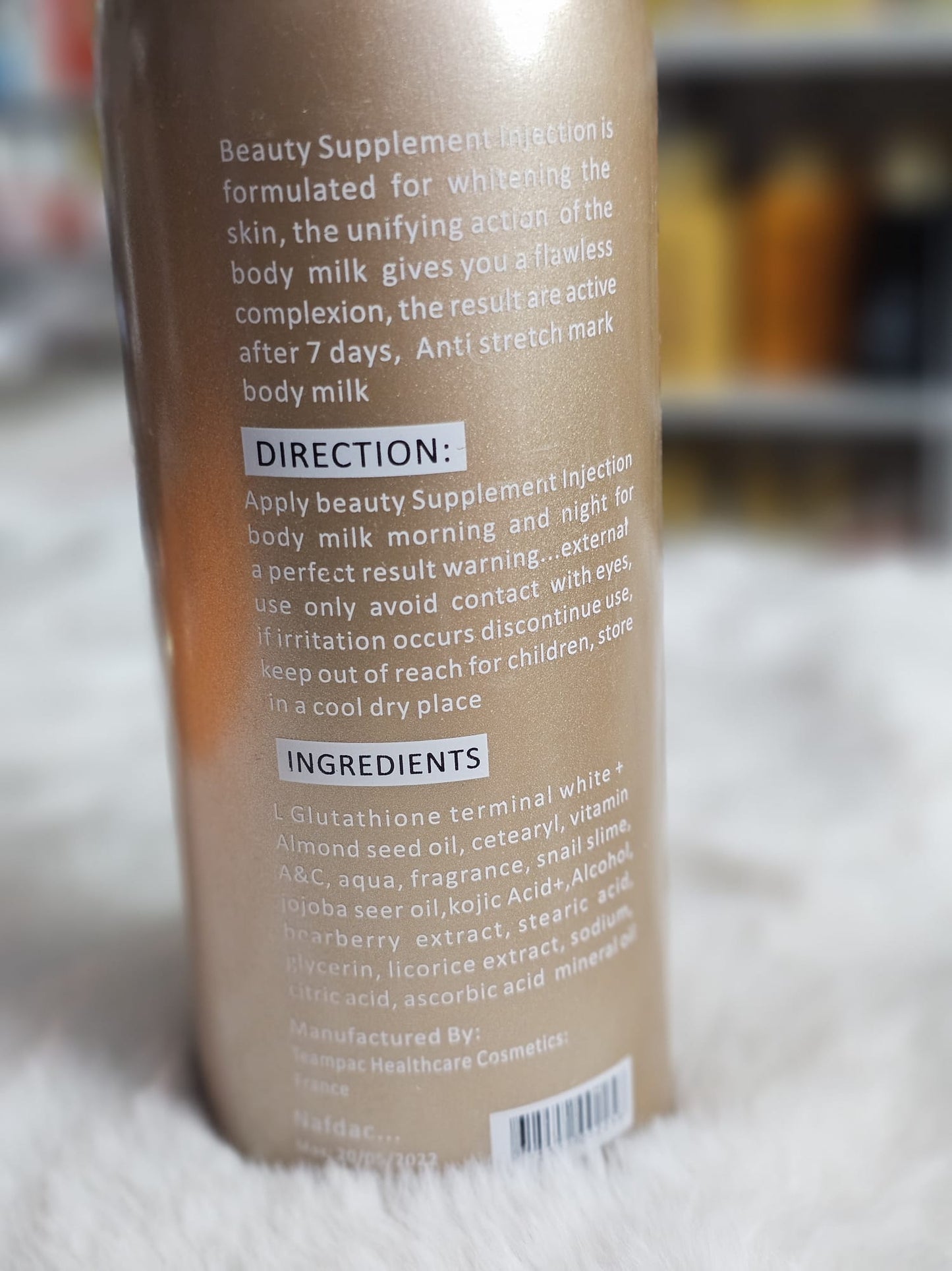 Beauty supplement injection gold strong whitening body lotion 400ml