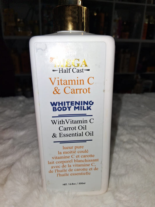 Mega half cast vitamin c & carrot whitening body milk 500ml