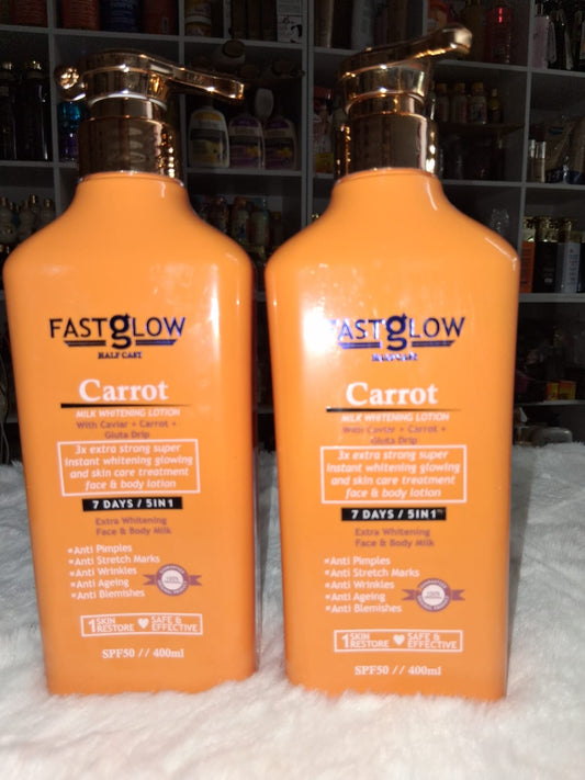 Fast glow half cast carrot milk whitening lotion x2