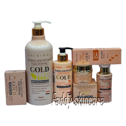 Purec egyptian magic whitening shower scrub, soap, lotion, cream, serum, face cream