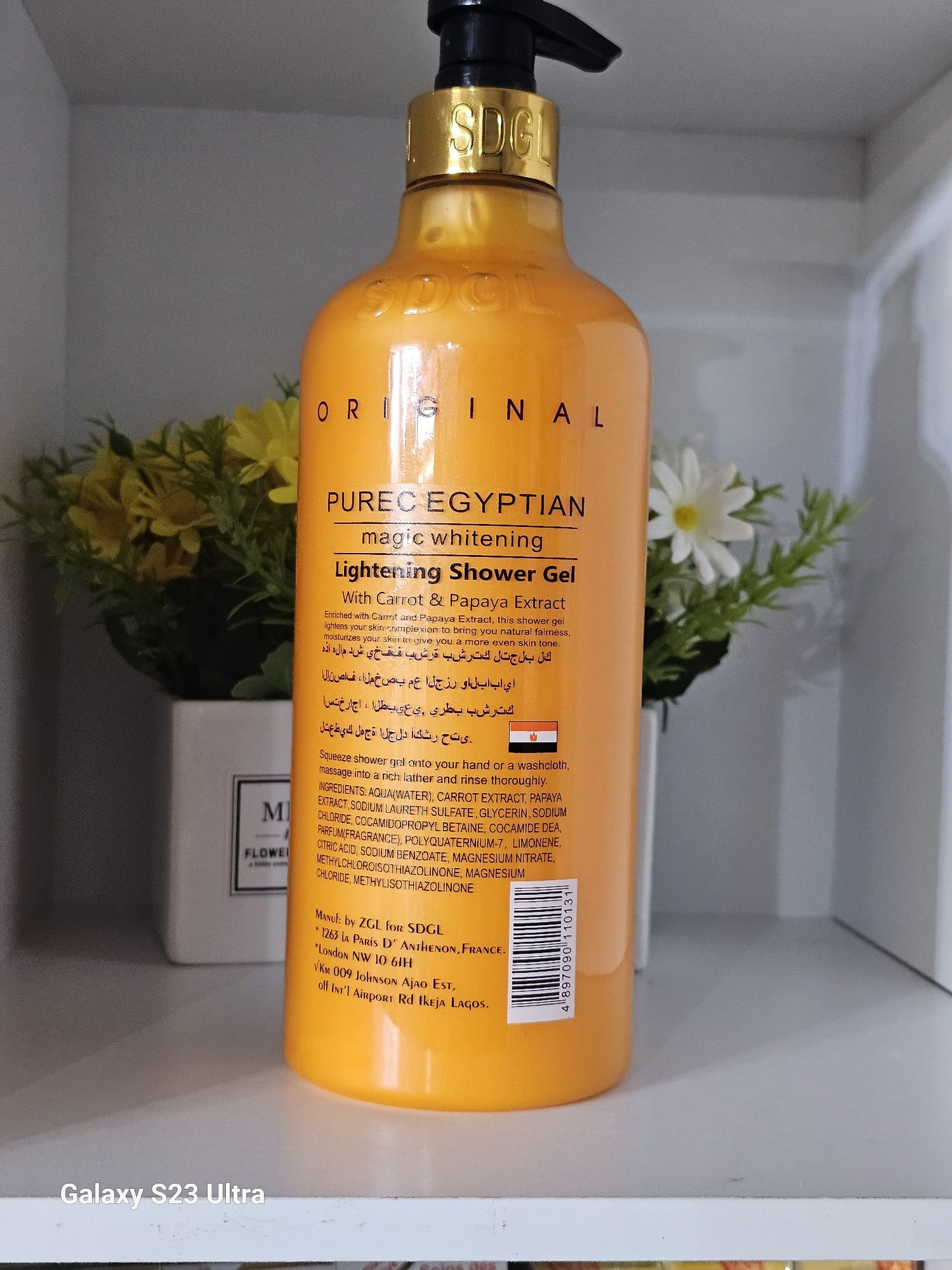 Purec egyptian magic whitening gold carrot & papaya extract lightening shower gel 1000ml
