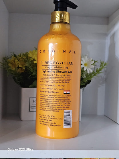 Purec egyptian magic whitening gold carrot & papaya extract lightening shower gel 1000ml