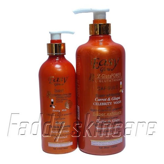 Easy Glow Strong Body Milk Carrot & Glupa Celebrity Wash and Toning Milk