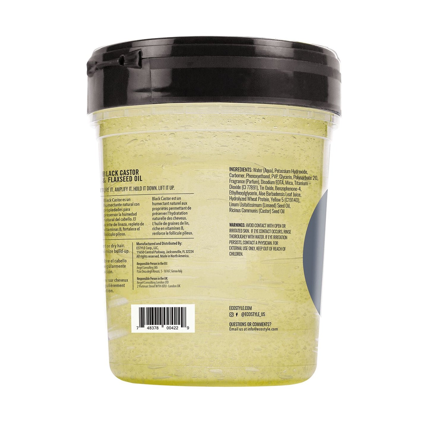 Eco Style Black Castor & Flaxseed Oil Styling Gel, 32 oz