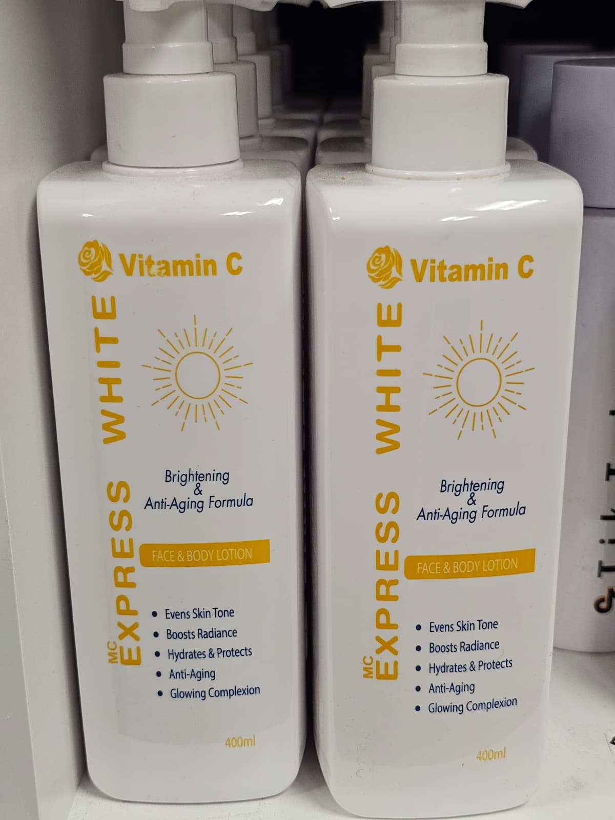Express White Vitamin C Brightening & Anti Aging Formula Face & Body Lotion