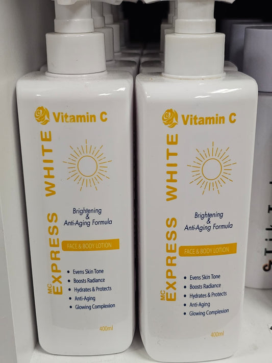 Express White Vitamin C Brightening & Anti Aging Formula Face & Body Lotion