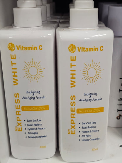 Express White Vitamin C Brightening & Anti Aging Formula Face & Body Lotion