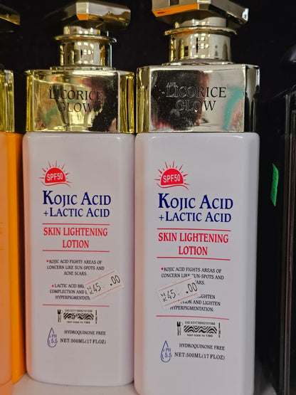 Kojic acid + lactic acid skin lightening lotion 500ml