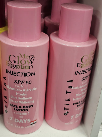 Mega Glow Egyptian Injection Glutathione & Arbutin Powder Face & Body Lotion