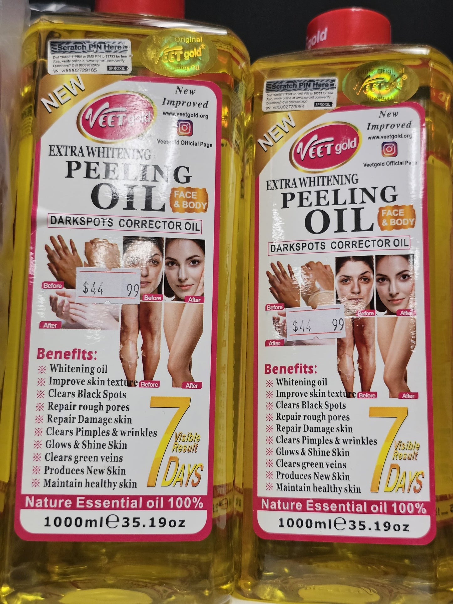 Veet gold extra whitening dark spots corrector oil 1000ml