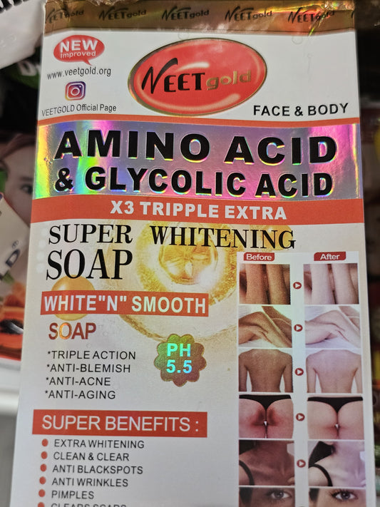 Veet gold amino acid & glycolic caid super whitening soap 250g x2