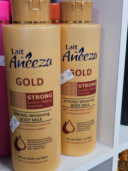 Lait aneeza gold strong whitening body milk 500ml
