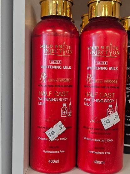 Solid white gluta half cast whitening body milk 400ml