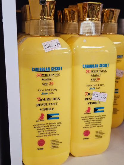 Caribbean secret 5d whitening face & body milk lush 500ml