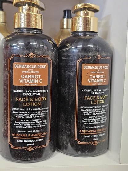 Dermascus rose carrot & vitamin c face & body lotion 500ml