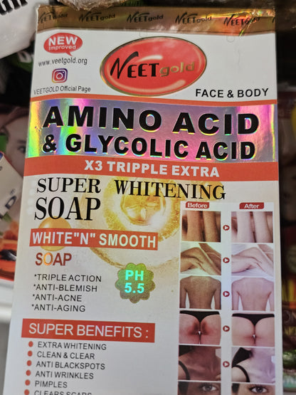 Veet gold amino acid & glycolic caid super whitening soap 250g x2