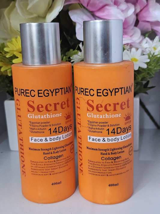 2x Purec Egyptian secret glutathione maximum strength face body lotion.UV