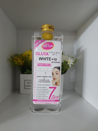 Veet Gold Gluta White Rapid White Oil Body Corrector and Glowing 1000ml 7 Days