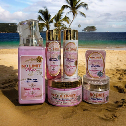 6pcs. No Limit plus Lotion, Serum, Oil, Face Cream & Face soap, Body Scrub Evob