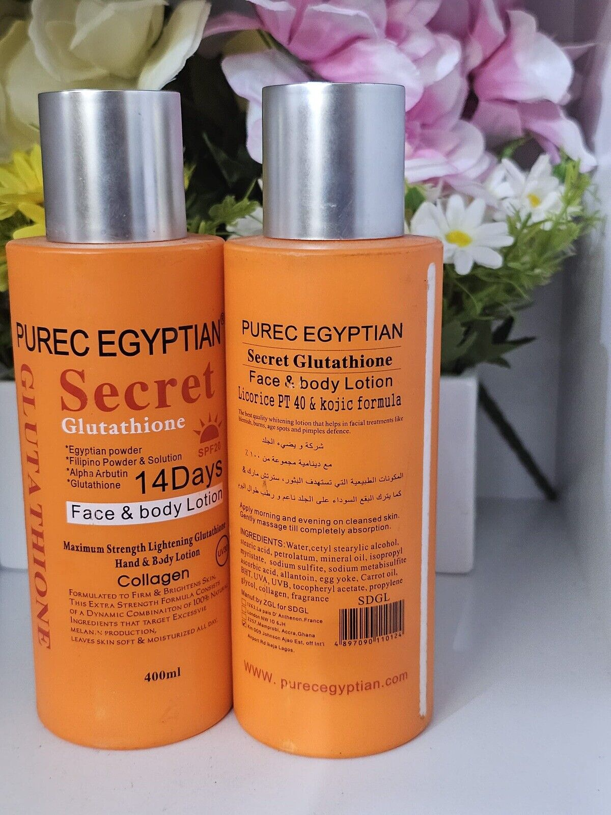 2x Purec Egyptian secret glutathione maximum strength face body lotion.UV
