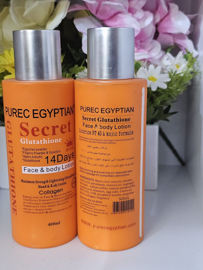 2x Purec Egyptian secret glutathione maximum strength face body lotion.UV