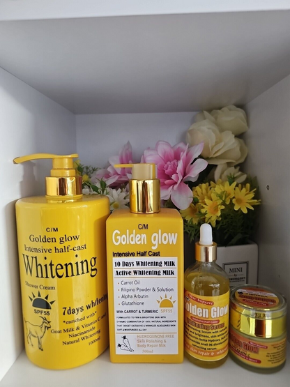 4 In 1 Set Golden Glow Body Milk 500ml, Face Cream + Serum