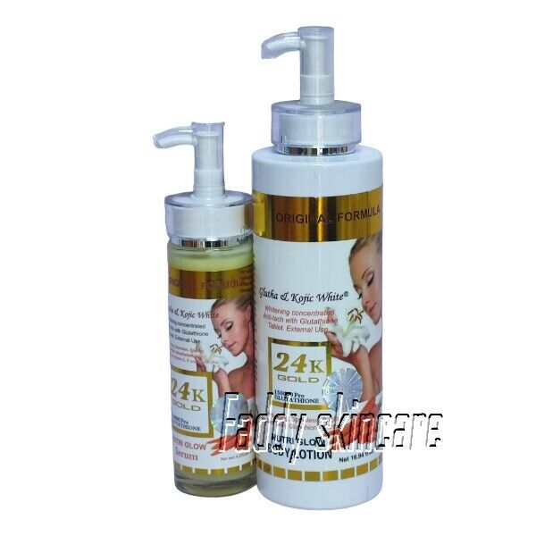 3in1 24 K Gold Glutathione & Kojic White Whitening Body Milk & Soap
