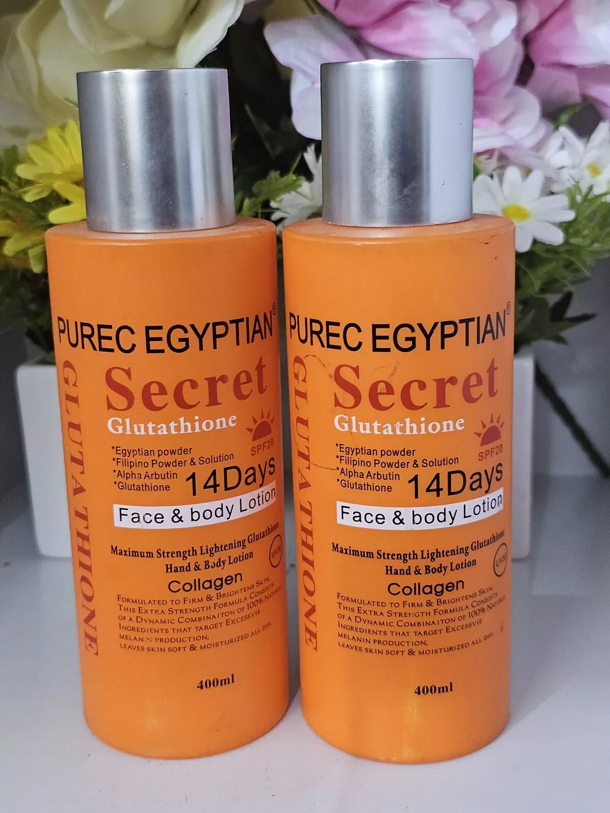 2x Purec Egyptian secret glutathione maximum strength face body lotion.UV