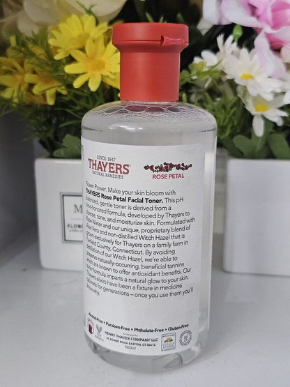 Thayers WITCH HAZEL Facial Toner - Rose Petal 12 fl with Aloe Vera Alcohol-Free