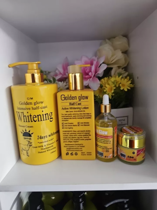 4 In 1 Set Golden Glow Body Milk 500ml, Face Cream + Serum